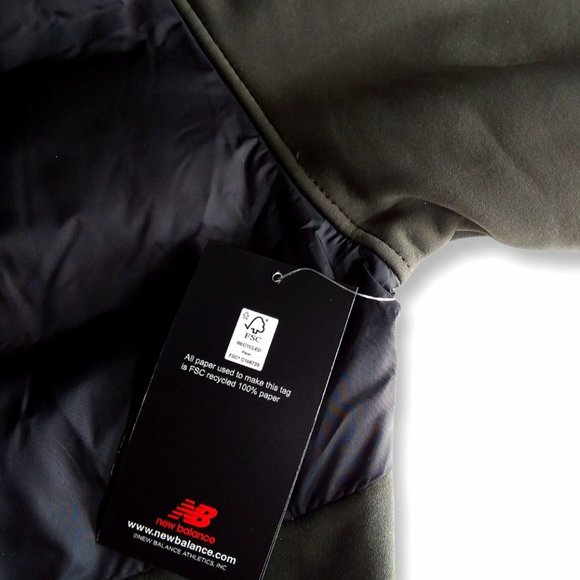 New Balance Hooded Softshell Jacket Size L Green Black Water Wind Resistant NWT - Picture 5 of 10